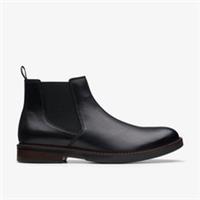 Clarks Mens Paulson Up Black Leather Chelsea Boots Leather Casual