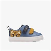 Clarks Boys Nova Cheat Toddler Denim Blue Leather Shoes Leather Casual