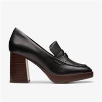 Clarks Womens Zoya85 Walk Black Leather Heels Leather Smart