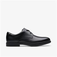 Clarks Boys Scala Loop Youth Black Leather Derby Shoes Leather School
