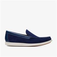 Clarks Mens Ferius Creek Dark Blue Combination Loafers Suede