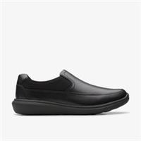Clarks Mens Watchet Step Black Leather Slip Ons Leather Sports