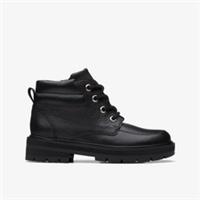 Clarks Girls Prague Zip Kid Black Leather Ankle Boots Leather School