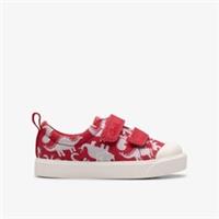 Clarks Kids Unisex,Girls,Boys City Bright Toddler Red Print Canvas Textile