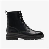 Clarks Girls Prague Cap Youth Black Leather Mid Calf Boots