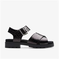 Clarks Womens Orinoco Cross Black Interest Flat Sandals Leather Casual