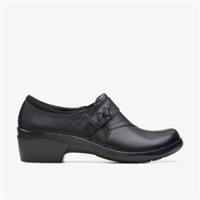 Clarks Womens Angie Pearl Black Leather Trouser Shoes Leather Casual