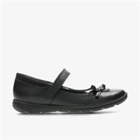 Clarks Girls Venture Star Kid Black Leather Shoes