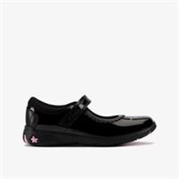Clarks Girls Sea Jewel Kid Black Patent Shoes