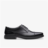 Clarks Mens Wenham Cap II Black Leather Derby Shoes Leather Smart