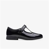 Clarks Girls Magic Step Lo Older Black Patent Bar Shoes Patent School