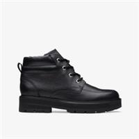 Clarks Girls Prague Zip Older Black Leather Ankle Boots Leather School