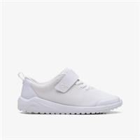 Clarks Girls Aeon Pace Older White Trainers Textile Sports