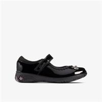 Clarks Girls Sea Shimmer Toddler Black Patent Bar Shoes Patent School