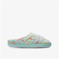Clarks Girls Fluffy Slide Kid Blue Print Slippers Textile Casual