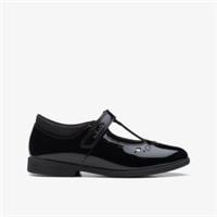 Clarks Girls Magic Step Lo Kid Black Patent Bar Shoes Patent School