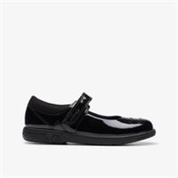 Clarks Girls Jazzy Jig Kid Black Patent Mary Jane Patent School