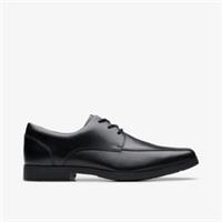 Clarks Boys Scala Step Youth Black Leather Derby Shoes Leather School