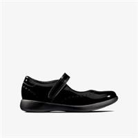 Clarks Girls Etch Craft Toddler Black Patent Bar Shoes Patent School