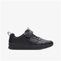 Clarks Boys Clowder Sprint Older Black Leather Shoes Leather School