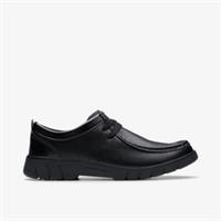 Clarks Boys Branch Low Youth Black Leather Shoes Leather School
