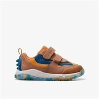 Clarks Boys Steggy Tail Toddler Tan Trainers Leather Casual
