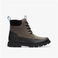 Clarks Boys Heath Ramble Kid Grey Leather Ankle Boots Leather Casual