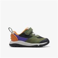 Clarks Boys Steggy Stride Toddler Green Combination Trainers Leather Casual