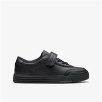 Clarks Boys Urban Bright Kid Black Leather Shoes Leather School