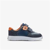 Clarks Boys Ath Roar Toddler Navy Trainers Leather Sports