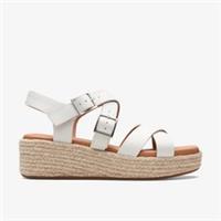Clarks Womens Kimmei Buckle Off White Combination Wedges Leather Casual