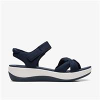 Clarks Womens Arla Shore Navy Textile Flatforms Textile Casual