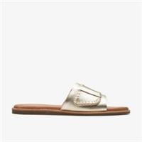 Clarks Womens Martime Mule Champagne Leather Flat Sandals Leather Casual