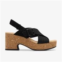 Clarks Womens Nerisa West Black Nubuck Wedges Nubuck Casual