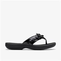 Clarks Womens Brinkley Opal Black Patent Flip Flop Synthetic Casual