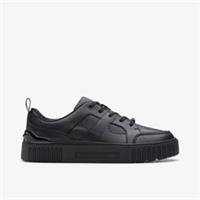 Clarks Kids Unisex,Girls,Boys Oslo Flare Youth Black Leather Shoes Leather