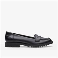 Clarks Womens Griffin Milly 2 Black Leather Loafers Leather Casual