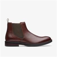 Clarks Mens Paulson Up Mahogany Leather Chelsea Boots Leather Casual