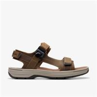 Clarks Mens Saltway Trail Light Tan Leather Flat Sandals Leather Casual