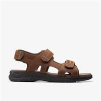 Clarks Mens Walkford Walk Light Brown Leather Flat Sandals Leather Casual