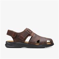 Clarks Mens Hapsford Cove Brown Tumb Flat Sandals Leather