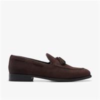 Clarks Mens Craft Arlo Trim Dark Brown Suede Loafers Suede Smart