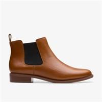 Clarks Womens Taylor Shine Tan Leather Chelsea Boots Leather Party,Casual