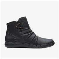 Clarks Womens Un Loop Top Black Leather Ankle Boots Leather