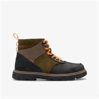Clarks Boys Lorcam Hike Kid Khaki Combination Ankle Boots Leather Casual