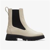 Clarks Womens Stayso Rise Ivory Leather Chelsea Boots Leather Casual