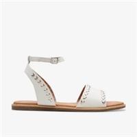 Clarks Womens Maritime May Off White Leather Flat Sandals Leather Casual