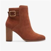 Clarks Womens Freva 85 Buckle Caramel Suede Ankle Boots Suede Smart