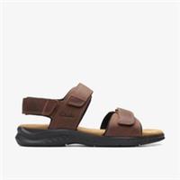 Clarks Mens Hapsford Creek Brown Tumb Flat Sandals Leather