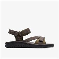 Clarks Mens Wesley Trail Brown Combination Flat Sandals Synthetic Sports